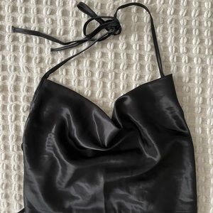 Satin open back top